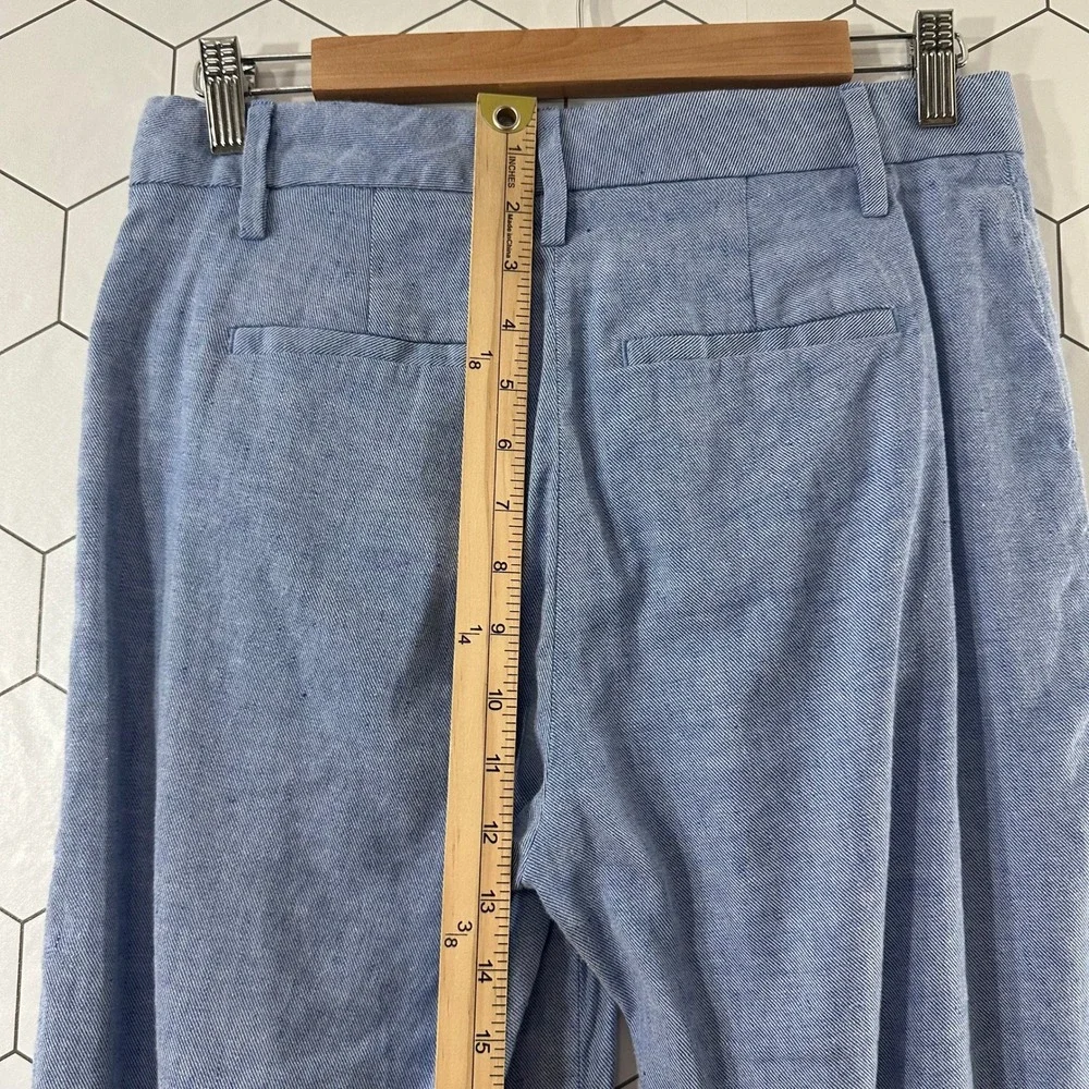Banana Republic Womens 6S Blue Linen Cotton Blend Wide Leg Cropped Trousers